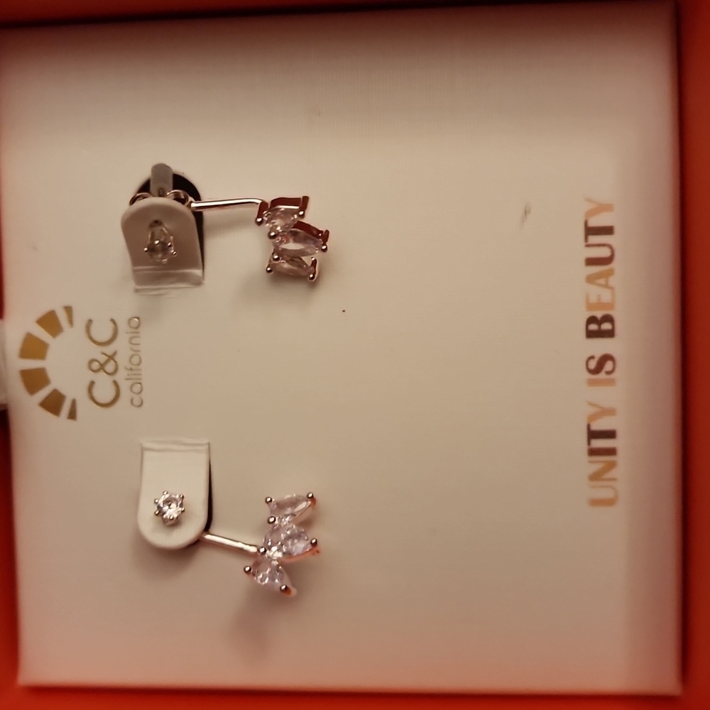 Brand new Gold Tone earrings with CZ stones